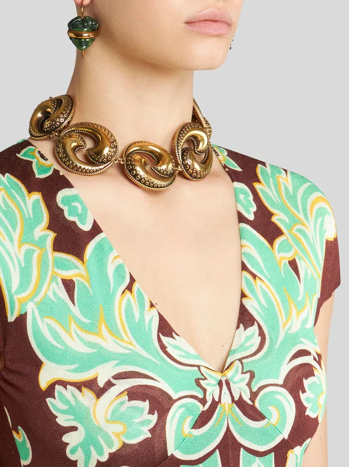 Women Etro Dresses Printed Jersey Dress Dark Brown Women Etro Dresses Printed Jersey Dress Dark Brown