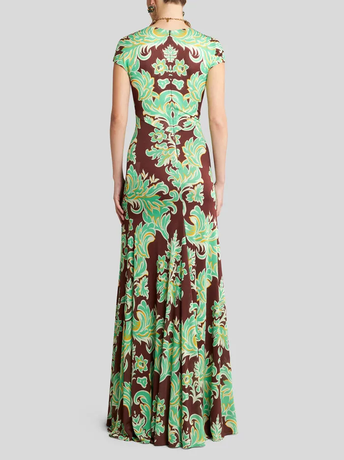 Women Etro Dresses Printed Jersey Dress Dark Brown Women Etro Dresses Printed Jersey Dress Dark Brown