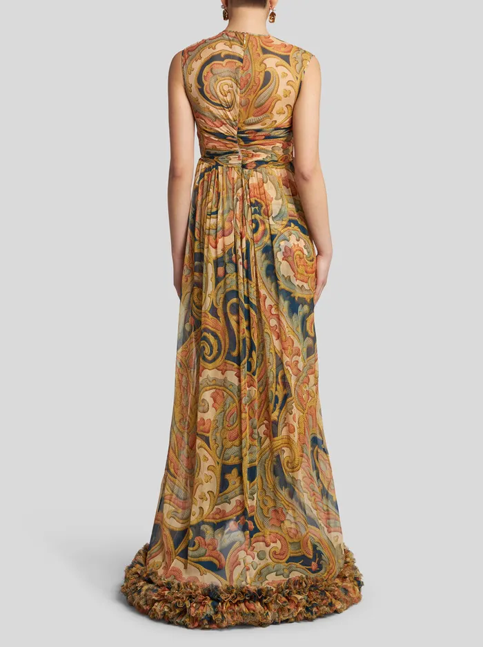 Women Etro Dresses Printed Silk Bustier Dress With Ruching Navy Blue Women Etro Dresses Printed Silk Bustier Dress With Ruching Navy Blue