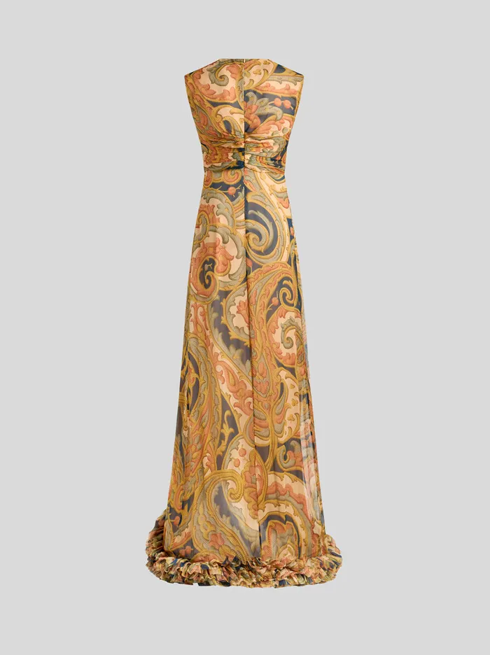 Women Etro Dresses Printed Silk Bustier Dress With Ruching Navy Blue Women Etro Dresses Printed Silk Bustier Dress With Ruching Navy Blue