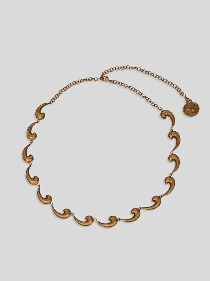 Women Etro Fashion Jewellery Micro Paisley Necklace Gold