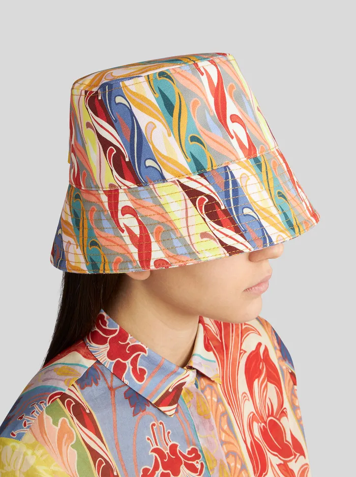 Women Etro Hats And Gloves Bucket Hat With Summer Print White Women Etro Hats And Gloves Bucket Hat With Summer Print White