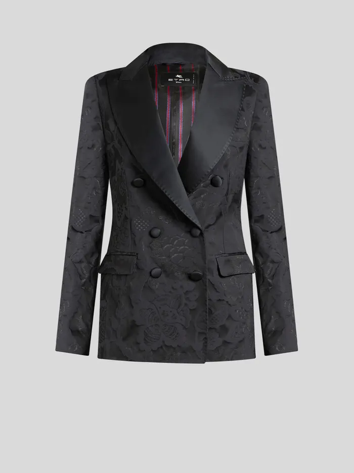 Women Etro Jackets DoubleBreasted Jacquard Jacket Black