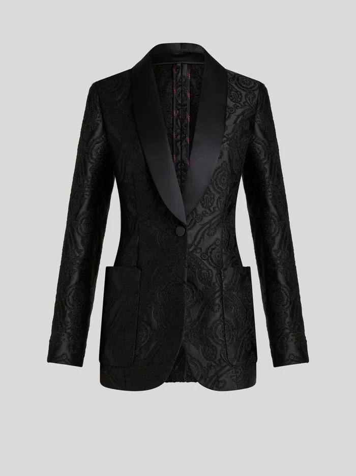 Women Etro Jackets Silk Jacquard Jacket Black
