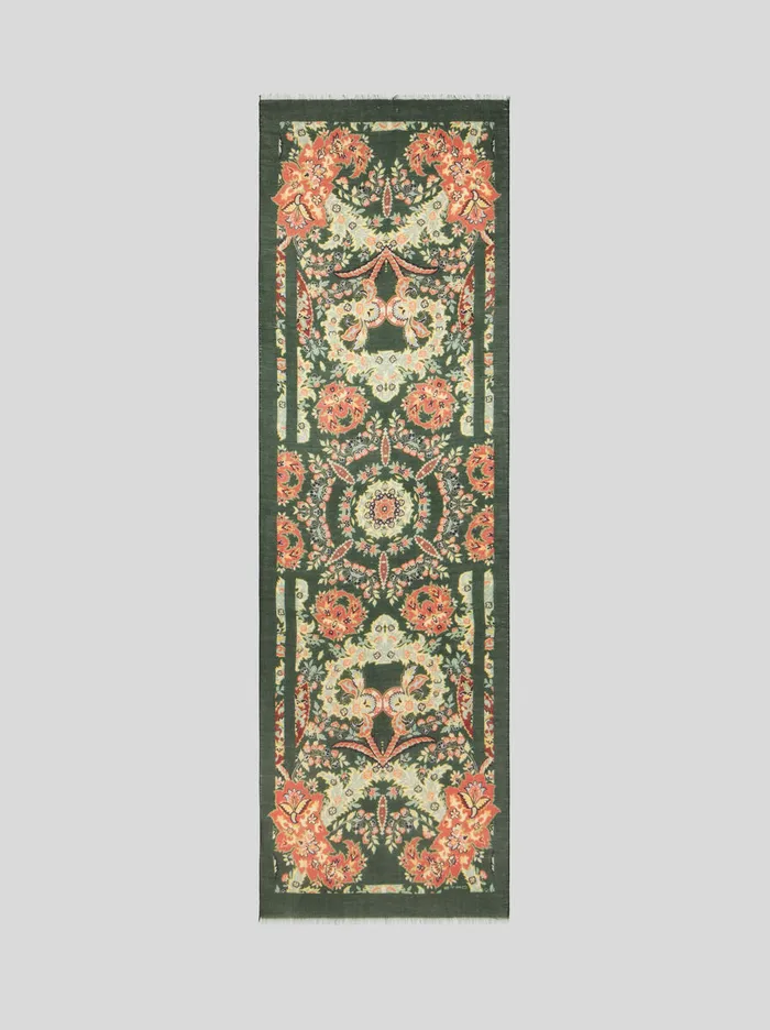 Women Etro Scarves And Silk Printed Silk And Cashmere Scarf Green Women Etro Scarves And Silk Printed Silk And Cashmere Scarf Green