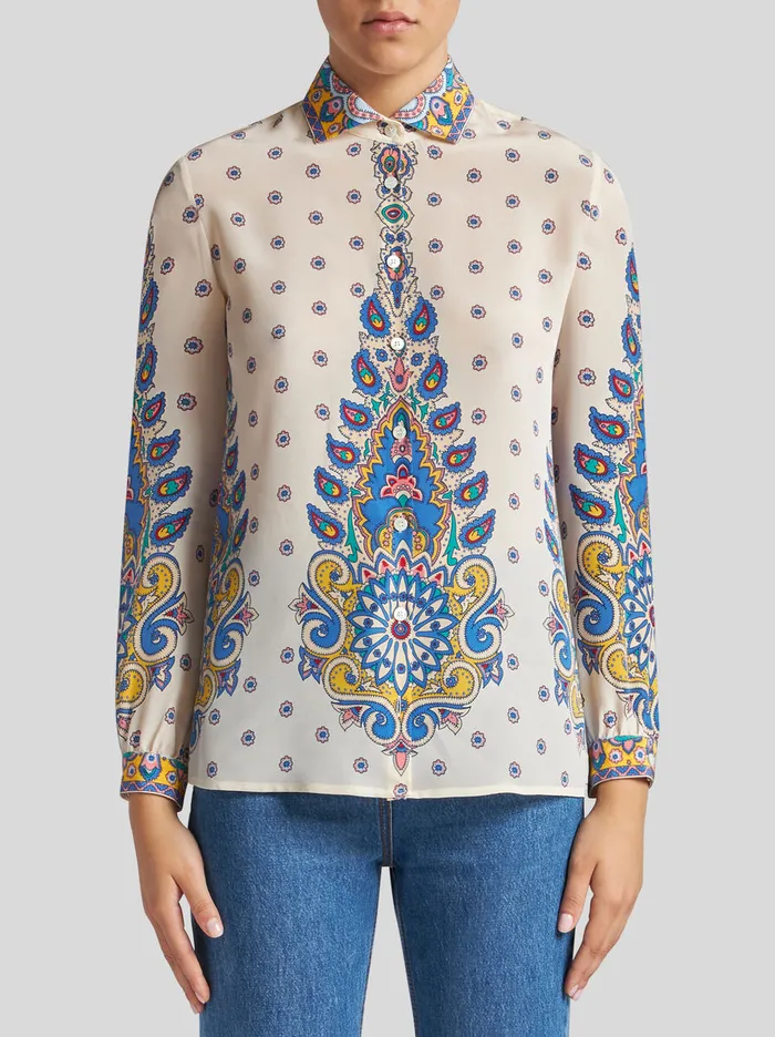 Women Etro Shirts And Blouses Floral Shirt White Women Etro Shirts And Blouses Floral Shirt White