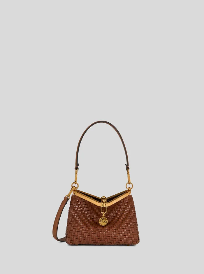 Women Etro Shoulder Bags Small Woven Vela Bag Light Brown