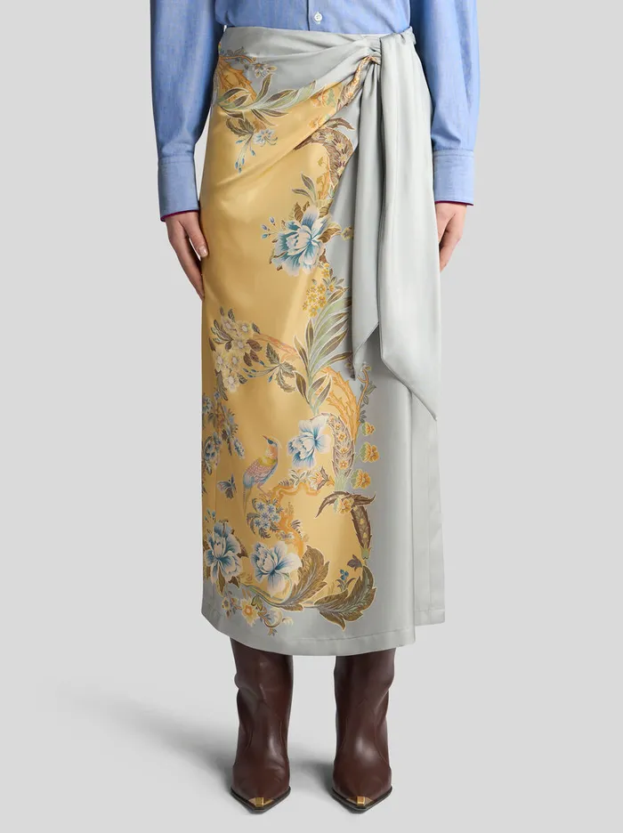 Women Etro Skirts Printed Silk Skirt Yellow Women Etro Skirts Printed Silk Skirt Yellow