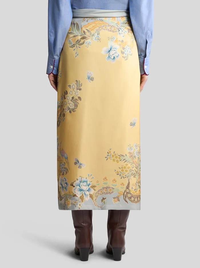 Women Etro Skirts Printed Silk Skirt Yellow Women Etro Skirts Printed Silk Skirt Yellow