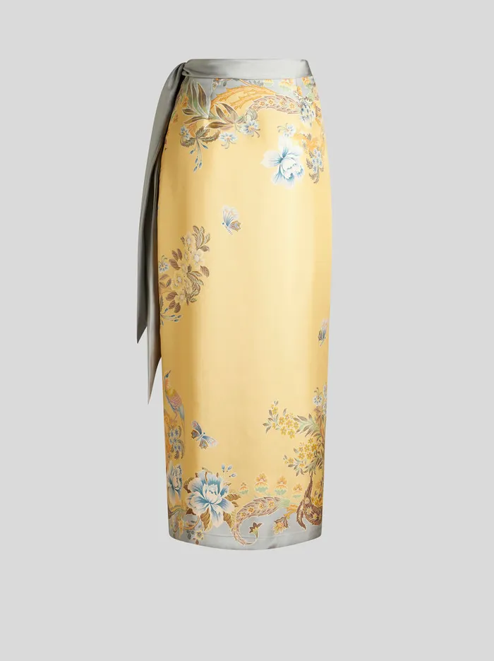 Women Etro Skirts Printed Silk Skirt Yellow Women Etro Skirts Printed Silk Skirt Yellow