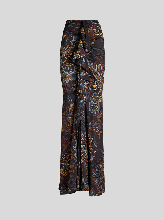 Women Etro Skirts Stretch Sable Paisley Skirt Black