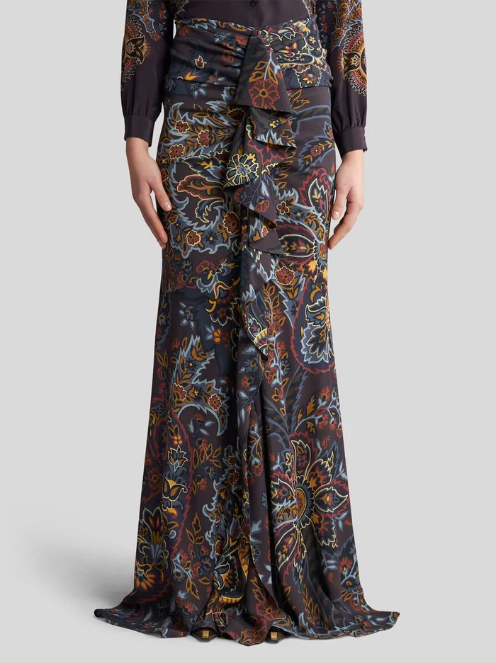 Women Etro Skirts Stretch Sable Paisley Skirt Black Women Etro Skirts Stretch Sable Paisley Skirt Black