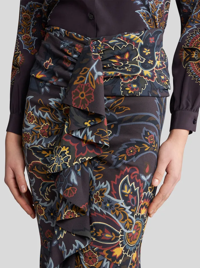 Women Etro Skirts Stretch Sable Paisley Skirt Black Women Etro Skirts Stretch Sable Paisley Skirt Black