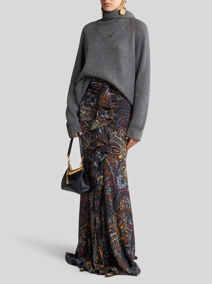 Women Etro Skirts Stretch Sable Paisley Skirt Black Women Etro Skirts Stretch Sable Paisley Skirt Black
