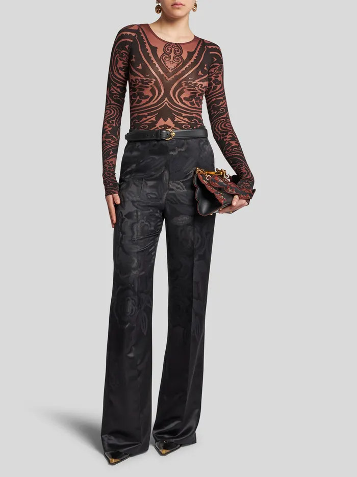 Women Etro Tops Paisley Tattoo Bodysuit Dark Brown Women Etro Tops Paisley Tattoo Bodysuit Dark Brown