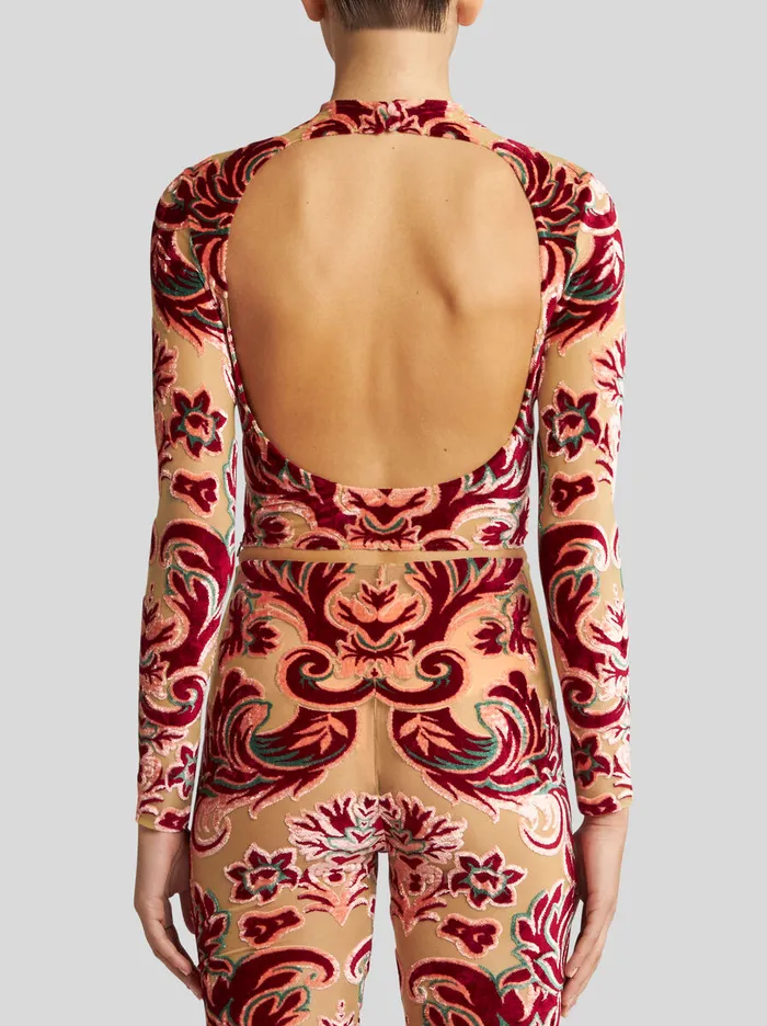 Women Etro Tops Tulle And Jacquard Velvet Top Yellow Women Etro Tops Tulle And Jacquard Velvet Top Yellow