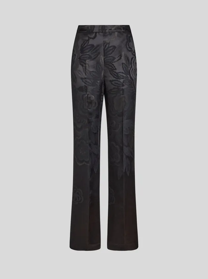 Women Etro Trousers Jacquard Palazzo Trousers Black