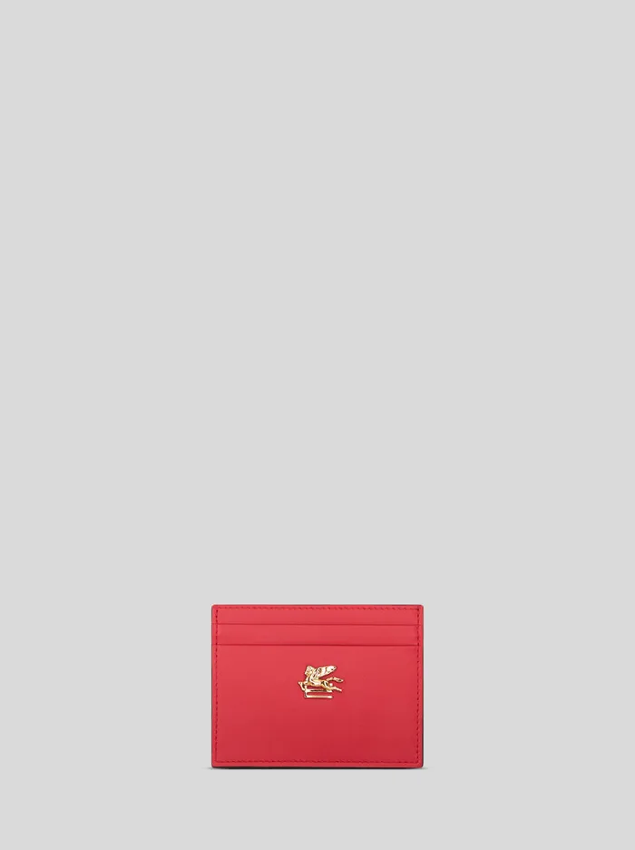 Women Etro Wallets And Credit Card Holder Leather Credit Card Holder With Pegaso Red Women Etro Wallets And Credit Card Holder Leather Credit Card Holder With Pegaso Red