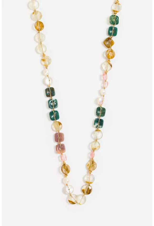 Women Flat Stone Bead Necklace Multi Johnny Was Jewelry