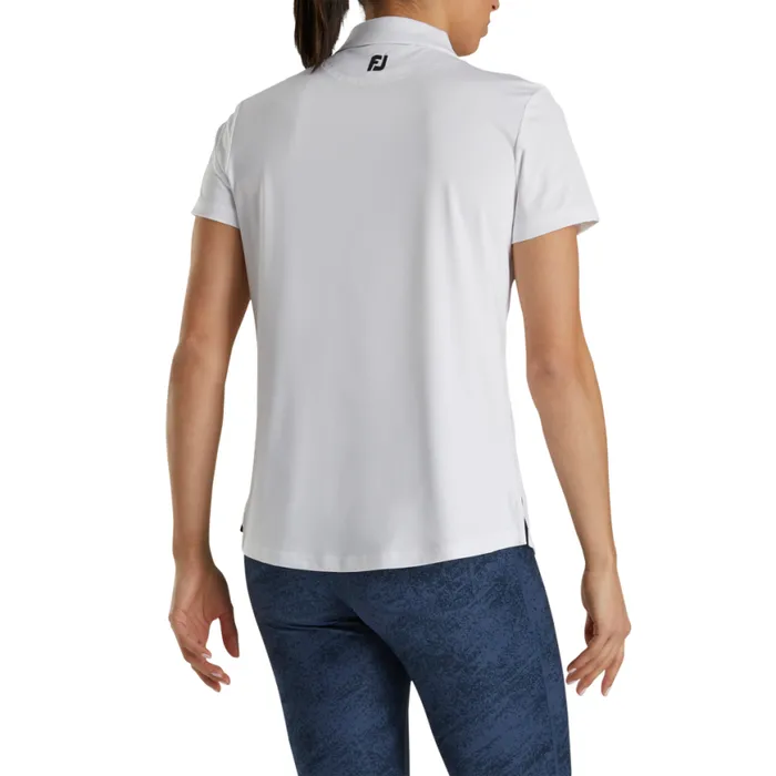 Women FootJoy Shirts Solid Lisle 8211 FJ Tour Collar White Women FootJoy Shirts Solid Lisle 8211 FJ Tour Collar White