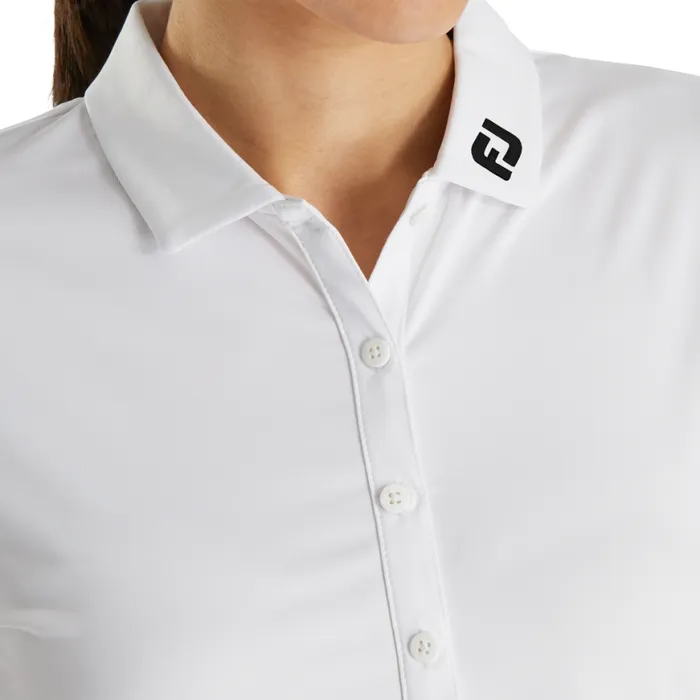 Women FootJoy Shirts Solid Lisle 8211 FJ Tour Collar White Women FootJoy Shirts Solid Lisle 8211 FJ Tour Collar White