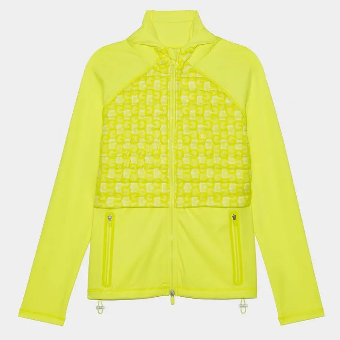 Women GFORE Yellow Hybrid G039s Tech Jersey Hooded Golf Sweater