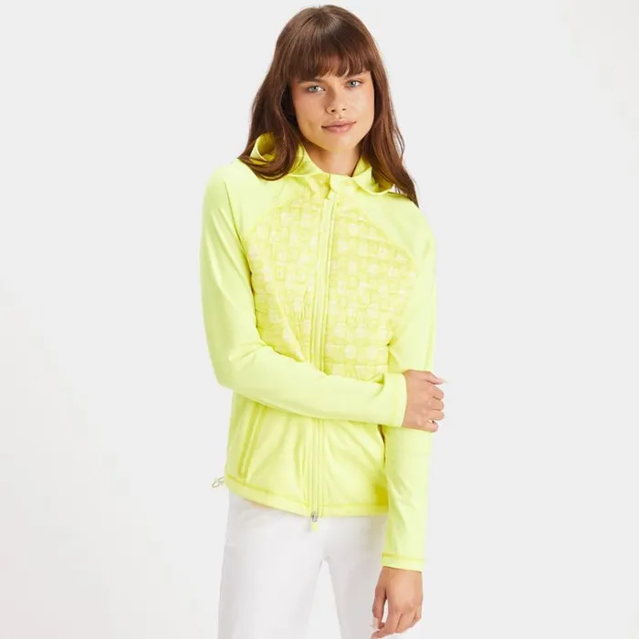 Women GFORE Yellow Hybrid G039s Tech Jersey Hooded Golf Sweater