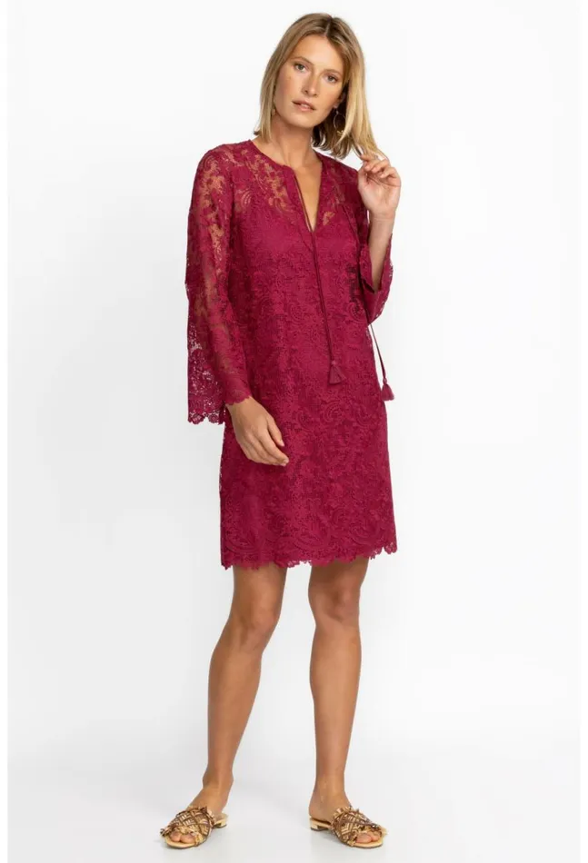 Women Harper Recycled Lace Mini Dress Smokey Rose Johnny Was Dresses