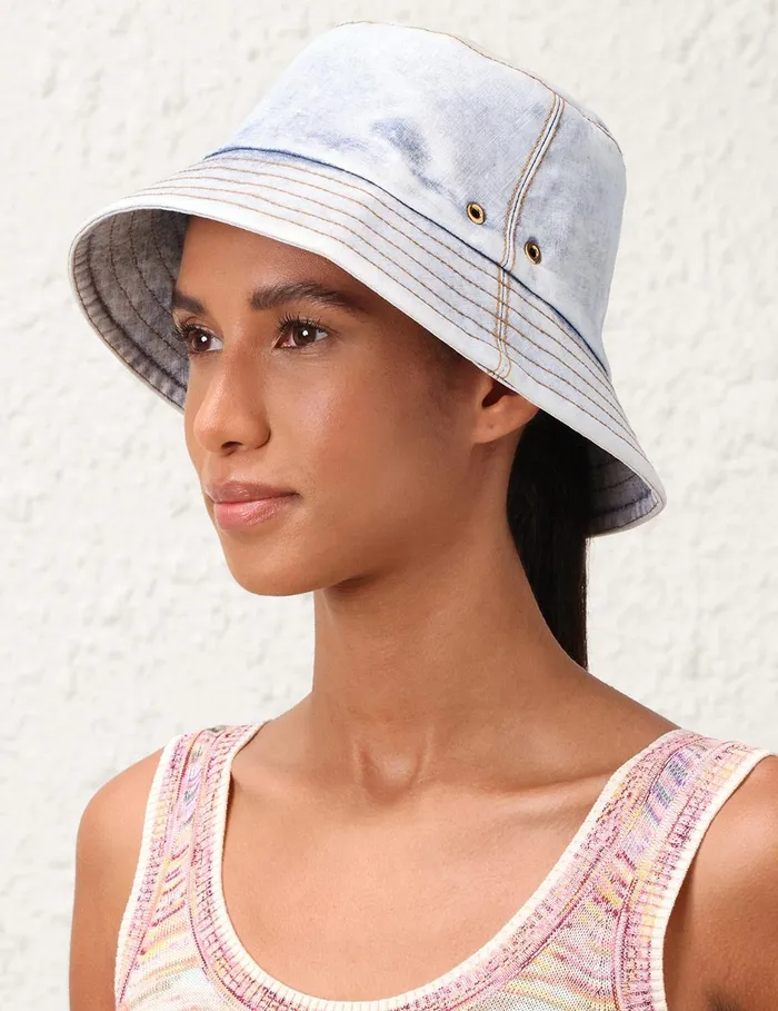 Women Hats Zimmermann Denim Bucket Hat Denim