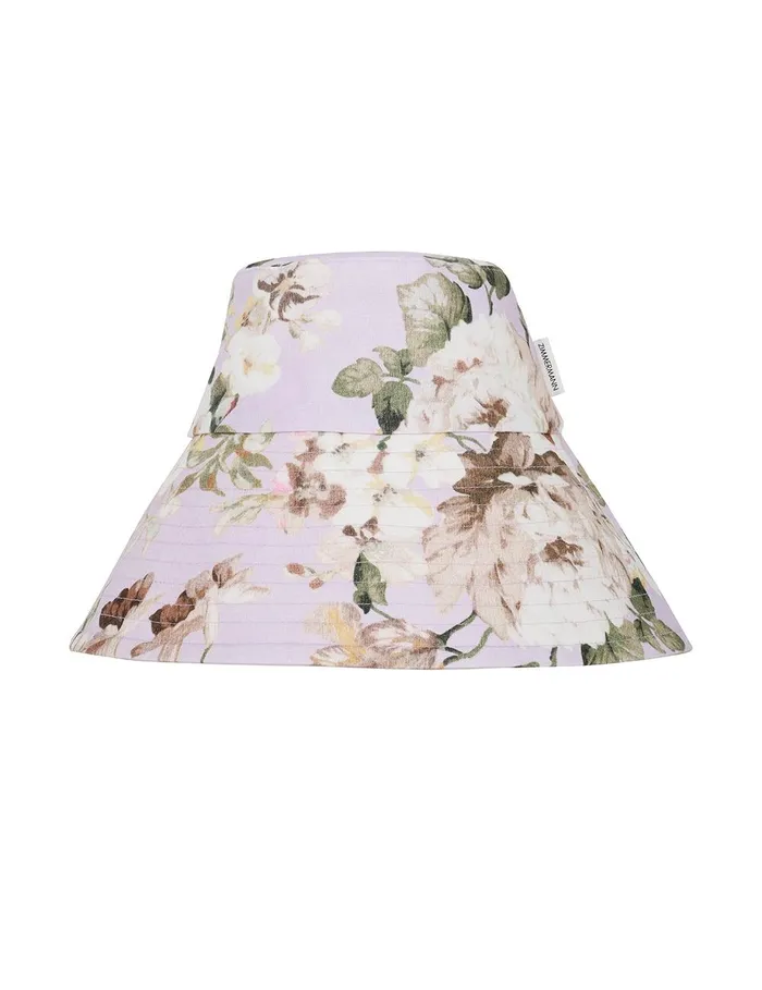 Women Hats Zimmermann Printed Long Brim Bucket Hat Lilac Floral