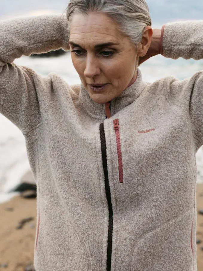 Women Hegen Full Zip Wool Fleece Pebble Greypink Salt Finisterre Fleece