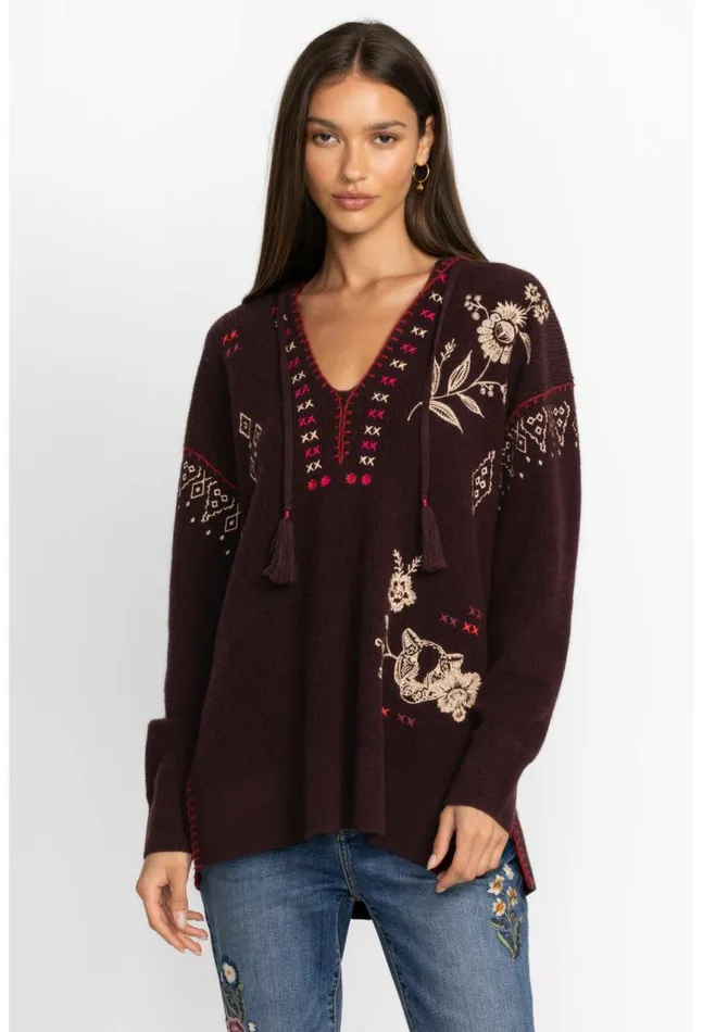 Women Ivey Baja Pullover Eggplant Johnny Was Tops