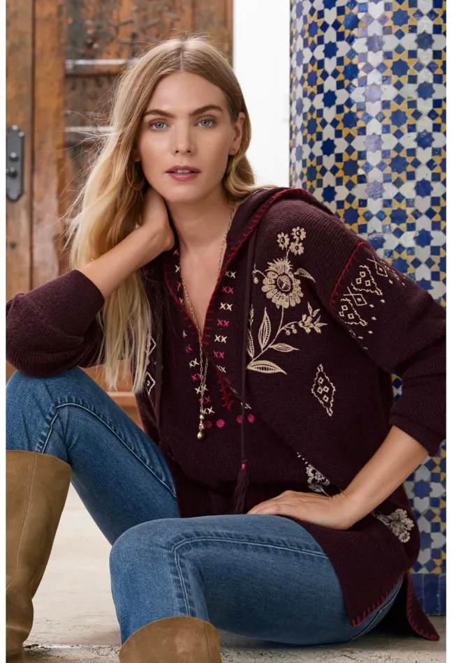 Women Ivey Baja Pullover Eggplant Johnny Was Tops