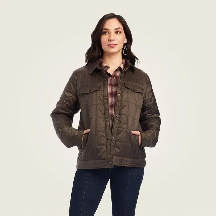 Women Jackets and Vests Ariat Puffer Trucker Insulated Jacket Banyan Bark