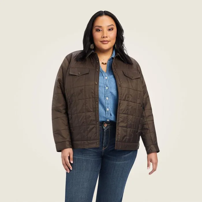 Women Jackets and Vests Ariat Puffer Trucker Insulated Jacket Banyan Bark Women Jackets and Vests Ariat Puffer Trucker Insulated Jacket Banyan Bark