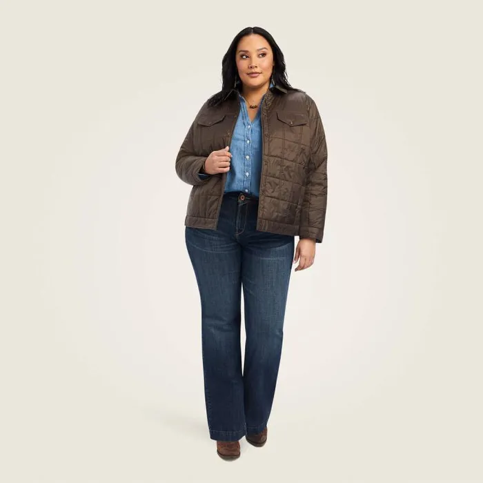 Women Jackets and Vests Ariat Puffer Trucker Insulated Jacket Banyan Bark Women Jackets and Vests Ariat Puffer Trucker Insulated Jacket Banyan Bark