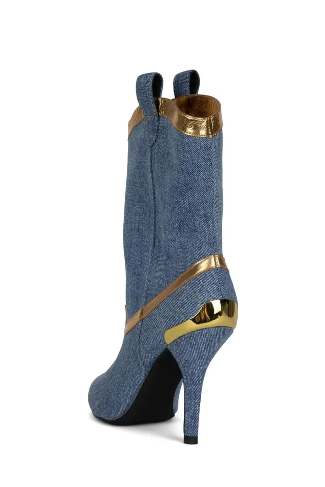 Women Jeffrey Campbell Ankle To Mid ELPASO Blue Denim Gold