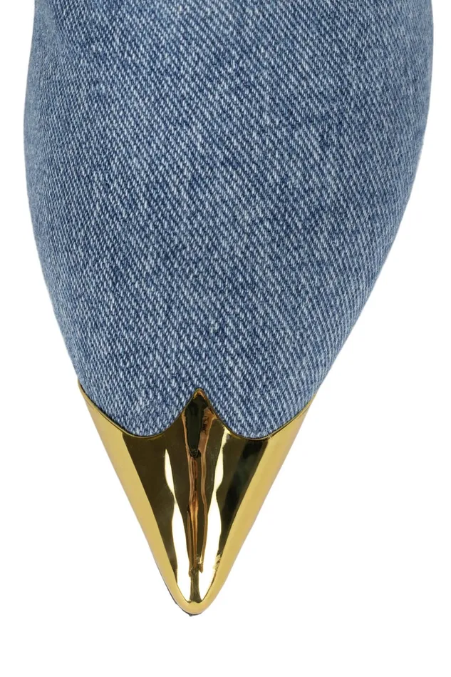 Women Jeffrey Campbell Ankle To Mid ELPASO Blue Denim Gold