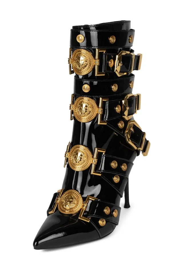 Women Jeffrey Campbell Ankle To Mid LOYALTY Black Patent Gold