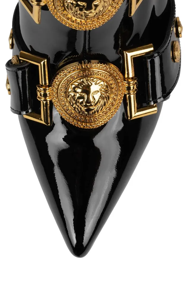 Women Jeffrey Campbell Ankle To Mid LOYALTY Black Patent Gold