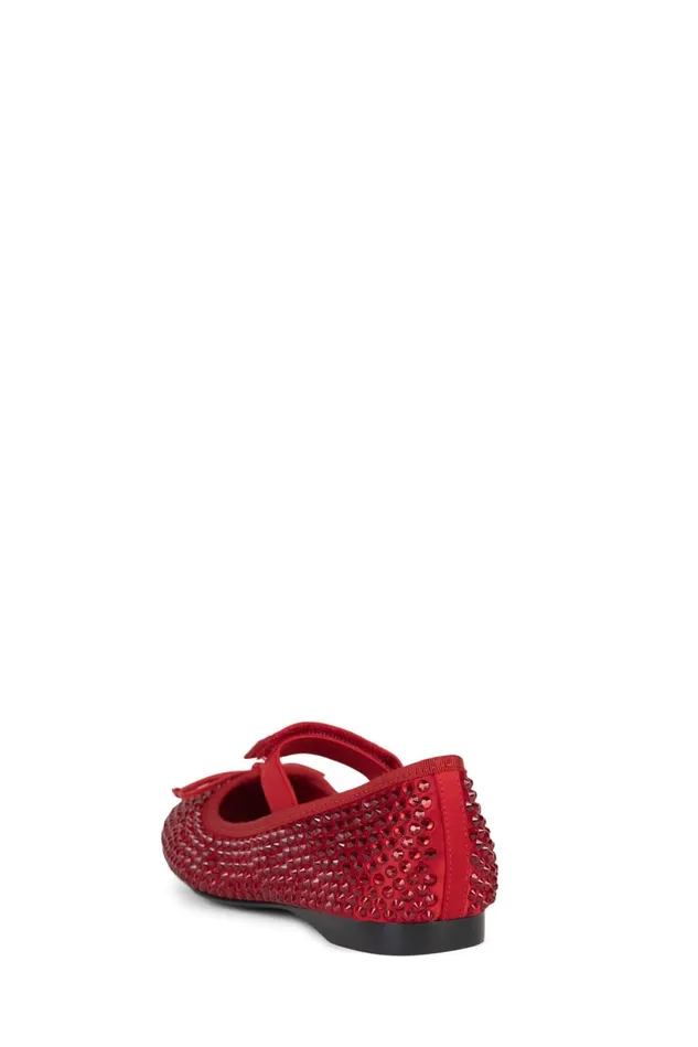 Women Jeffrey Campbell Ballet Flats PRIMAJ Red Satin Red