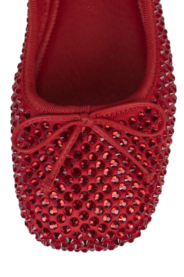 Women Jeffrey Campbell Ballet Flats PRIMAJ Red Satin Red