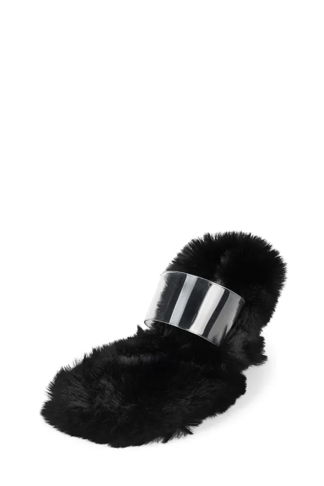 Women Jeffrey Campbell Heel BAREFUZZ Black Clear