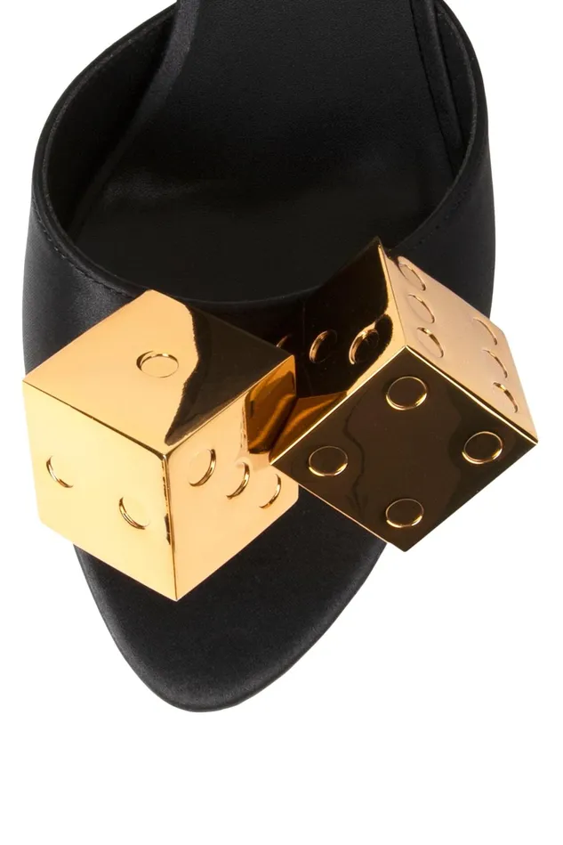 Women Jeffrey Campbell Heel DICE Red Satin Gold
