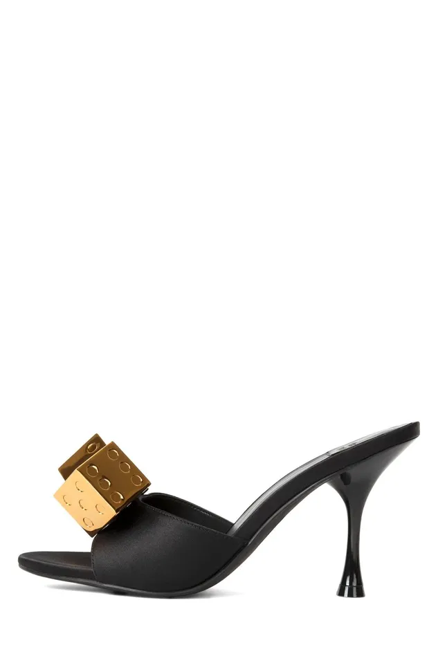 Women Jeffrey Campbell Heel DICE Red Satin Gold