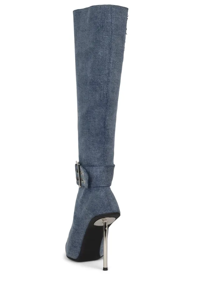 Women Jeffrey Campbell Knee To Thigh FLASHBACK Black Patent Gold