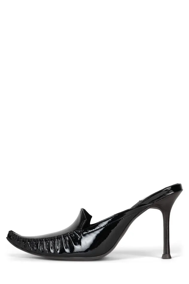 Women Jeffrey Campbell Mule ONAWHIM Dark Beige Crinkle Patent