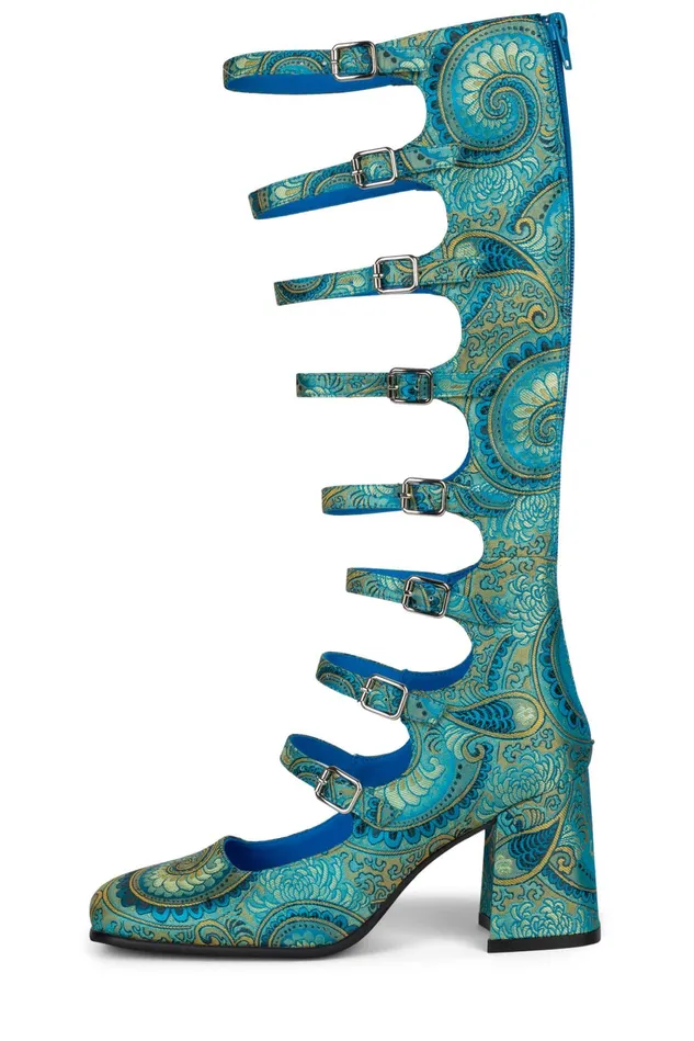 Women Jeffrey Campbell Pump MONSIEUR Blue Paisley
