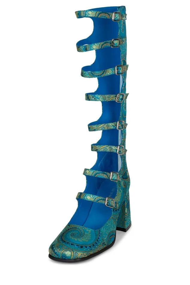 Women Jeffrey Campbell Pump MONSIEUR Blue Paisley