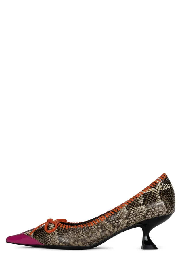 Women Jeffrey Campbell Pump TORPEDO2 Pink Pat Beige Snake Orange